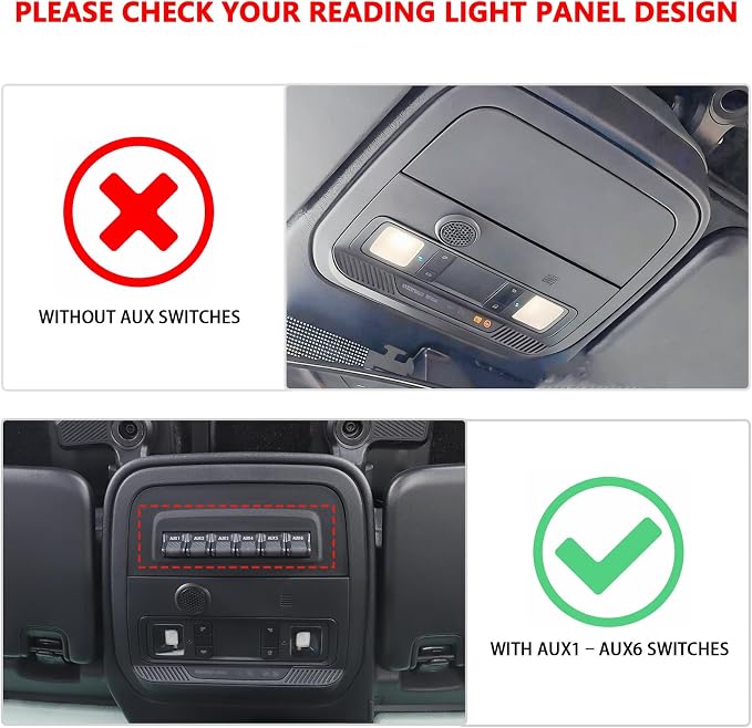 for Bronco Front Reading Light Panel Trim Cover Compatible with 2021-2025 Ford Bronco Interior Accessories 2-Door 4-Door, Blue (with AUX Switches)