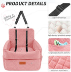 HEGGCOOE Dog Car Seat for Small Medium Dogs, Memory Foam Puppy Dog Booster Seat with Thick Cushion for Dogs Under 35lbs, Detachable Washable Pet Car Seat Travel Bed with Storage Pockets,2 Safety Belts