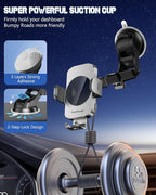 3-in-1 Wireless Car Charger Mount, 15W Fast Charging Auto-Clamping Phone Holder for iPhone 17 16 15 14, Samsung Galaxy S24 S23, Dashboard, Vent & Windshield Car Mount(Space Grey)