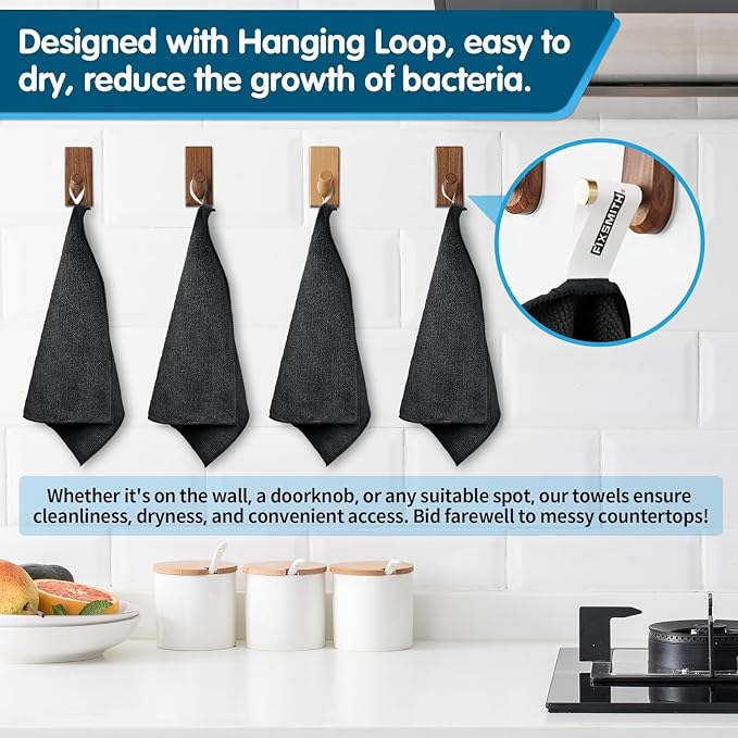 Black Microfiber Cleaning Cloth -Pack of 50, Highly Absorbent Cleaning Rags, 16"X12" All Purpose Cleaning Towels for Housekeeping, Kitchen, Car, Lint Free and Reusable Microfiber Towels