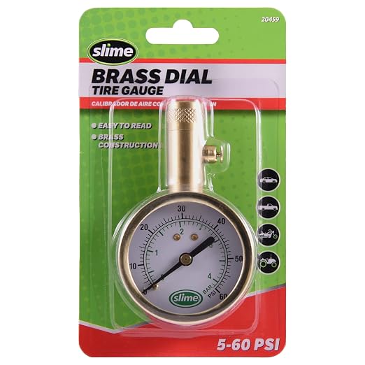 20459 Tire Pressure Gauge, Dial, Analogue, Brass Tire Gauge (5-60 psi)