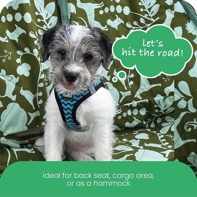 3-in-1 Back Seat Cover for Dogs, 100% Cotton Canvas Back Seat Hammock with Headrest Straps, Belt Slots, & Anchors, Non-Skid Cargo Area Cover, Machine Washable, No Harmful Chemicals, 56"x56"