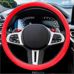 JDDRY Silicone Steering Wheel Protector,Universal Fit Auto Steering Wheel Cover(Red,1PC)