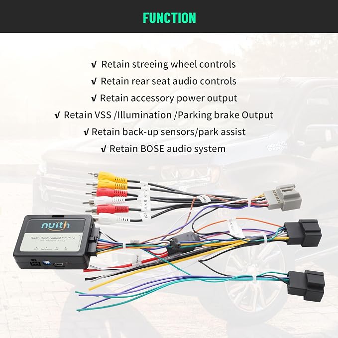 NuIth Radio Replacement Interface Retaining Steering Wheel Control for Chevy 07-11Silverado 07-09 Sierra 07-14 Suburban 08-15 Express, for GMC 06-15 Savana 07-14 Yukon for Cadillac 07-12 Escalade