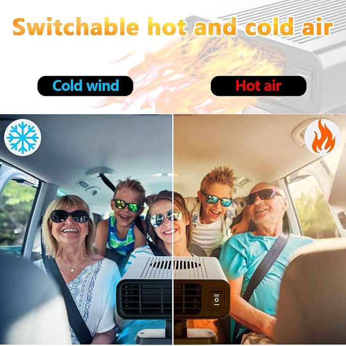 12V 150W Car Heater, Portable Car Heater Plug into Cigarette Lighter, 2 in 1 Fast Heating Defrost Defogger, Windscreen Defogger Window Defroster for Car
