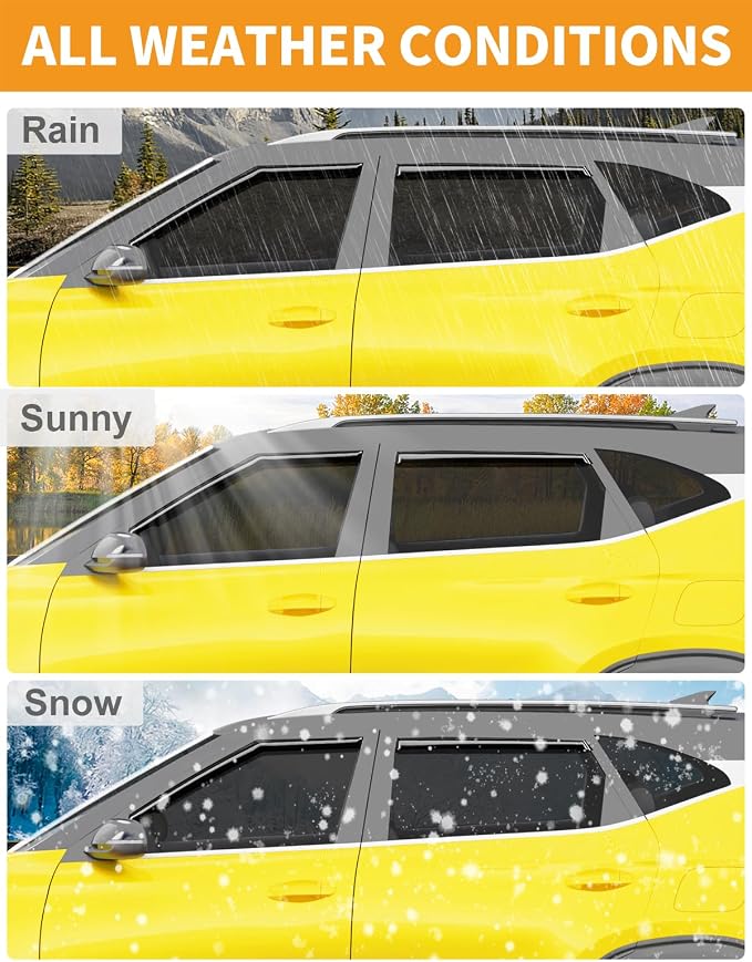 in-Channel Window Rain Guards Fit for Kia Seltos 2021-2026 Rain Guards Extra Durable Window Deflectors Visors Vent Visors Vent Shades Car Accessories -4 pcs