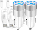 [Apple MFi Certified] iPhone Fast Car Charger, 2Pack 4.8A Dual USB Car Power Cigarette Lighter USB Car Carplay Charger Adapter with Lightning Cable for iPhone 14 13 12 11 Pro XS XR X 8 iPad