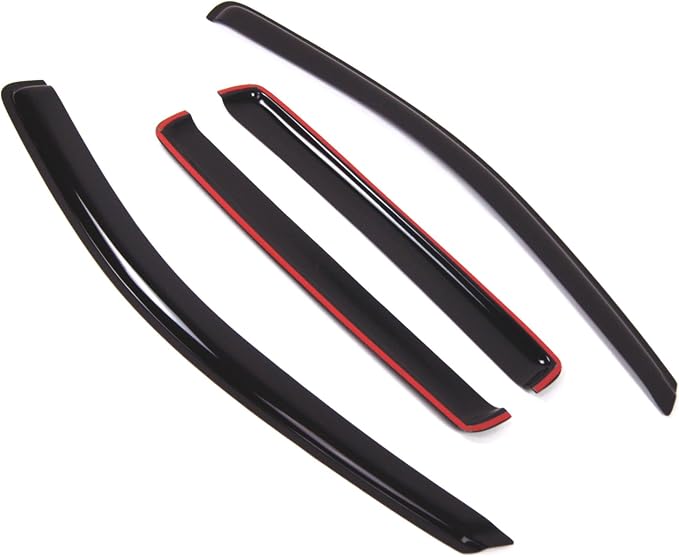 WD2-268 Dark Smoke 4 Pcs Set Window Visor (Outside Mount) Deflector Rain Guard Compatible with 2007-2010 Jeep Compass