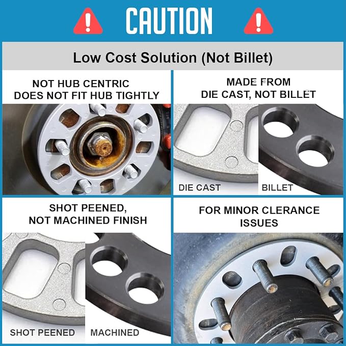 2 Pcs Die Cast Wheel Spacers 5mm 3/16" Thick Fits Bolt Patterns 5x100 5x105 5x108mm 5x4.25 5x110 5x114.3mm 5x4.50 5x115 5x120mm 5x4.75 Fits 5 Lug Pass Cars - Not Hub Centric