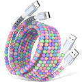USB A to USB C Cable 2Pack 6FT,Beaded Phone Charger Cord for iPhone 17 16 Pro Max 17e 15 Car play,Type C Cute Car Charger Charging Cord for iPad 10 11th A16/Samsung S26 S25 S24 S23/Android Girls Women