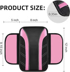 6 Pcs Pink Car Accessories Set, Sport Leather Steering Wheel Cover 14.5-15inch Universal, Microfiber Leather Car Center Console Cover, Seat Belt Cushion, Cup Holder Coaster (Black-Pink)