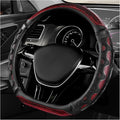 D-Shaped Steering Wheel Cover, Leather Car Wheel Protector with 3D Honeycomb Anti-Slip Design, Universal Breathable Comfy Cover Fits 14.5-15 Inch Steering Wheels, Car Accessories (Red)