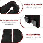 2 PCS Car Seat Headrest Hook, Suede Heart Shape Auto Double Seat Back Purse Storage Hook, Cute Backseat Organizer Universal Bag Holder Most Vehicles, Car Accessories (Black)
