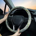 Faux Embroidery Flowers Steering Wheel Cover Auto Steering Wheel Protector, Anti-Slip, Breathable, Absorbing Sweat, Universal Floral Car Accessories 14.5–15 inch,Fit for Most Car, Trucks, SUV