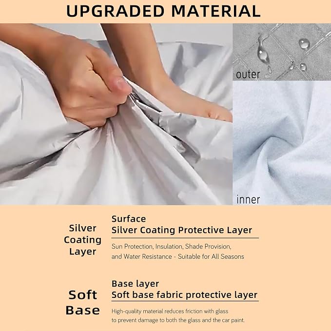 Waterproof & All-Season Half Car Cover,Full Coverage Protection for Windshields & Windows, Car Cover for Snow,Ice,Rain,Shading,Fit for Mid-to-Full Size SUV/Pickup(P-cab).