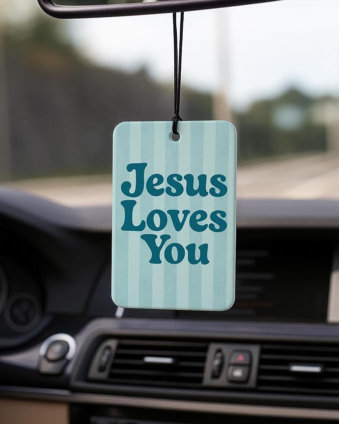 Mint Green Boho Christian Car Air Freshener 4 Pcs for Women Girls | Religious Car Accessories Mirror Decor, Mint Green Christian Hanging Air Freshener for Cars Closet Drawer Books