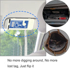 Handicap Placard Holder for Auto, Disabled Parking Permit Sign Protector for Car Sun Visor with Note Paper Slot, Pen Holder and Elastic Strap - Beige