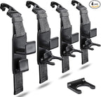 matteblack Magic Hanger Headrest Holder Organizer, Behind Over The Seat Car Hooks-Hang Purse Grocery Bags-4Pack (Frosted Black)