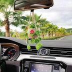 Crochet Hanging Plant for Car,Car Decorations Interior,Plant Strawberry Aesthetic Car Accessories for Women Interior Cute,Car Ornaments Charms for Rear View Mirror, Home decor