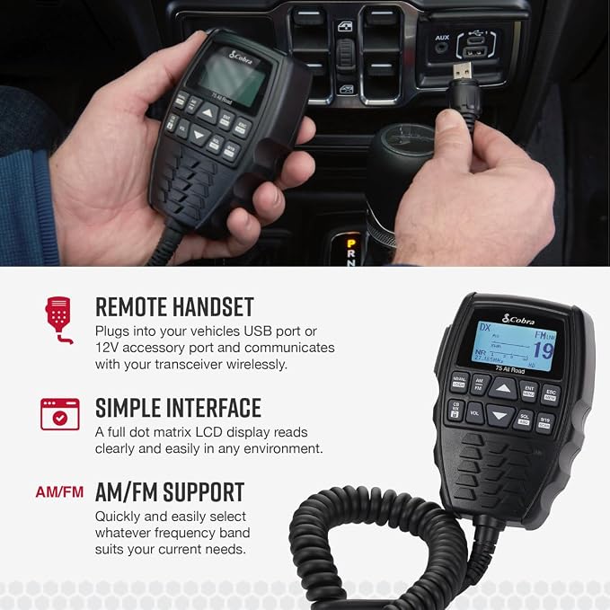 Cobra 75 All Road Wireless CB Radio, Black & HG A1000 18.5 inch Magnetic Mount CB Antenna – Heavy Duty Magnet, for use in Cars, SUVS Recreational Vehicles 100 Watt Power Handling Capability, Black