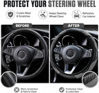 Car Steering Wheel Cover 15 inch, Microfiber PU Leather Elastic Steering Wheel Protector, Anti-Slip Breathable Car Interior Accessories for Most Cars (Grey)