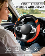D-Shaped Flat Bottom Steering Wheel Cover for Women Girl - Stylish Car Accessory Non-Slip Car Interior Accessories (Orange)