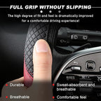 Car Steering Wheel Cover, 15 Inch Carbon Fiber Leather Stitching Color Steering Wheel Protector, Anti-Slip Elastic Breathable Steering Wheel Cover Stylish Decor for Most Cars (Black&Blue, AD)