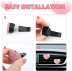 4PCS Heart-Shaped Car Vent Clips with Rhinestone,Bling Air Vent Clips Car Decorations,Premium Shiny Car Clips for Vents Accessories Interior (Royal Blue)