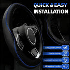 6 PCS Car Steering Wheel Cover Set, Microfiber Leather Steering Wheel Covers Universal 14.5-15 inch, Center Console Cover, Seat Belt Cushion, Cup Holder Coaster, Car Accessories Set Blue
