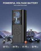 Tire Inflator Portable Air Compressor, 180PSI Cordless Air Pump with Digital Gauge, LED Light, 3X Faster Air Compressor for Cars, Motorcycles, Bicycles, Balls