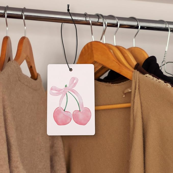 Coquette Pink Bow Car Air Freshener 4 Pcs, Western Cowgirl Boots Cherry Cocktail Lovers Hanging Air Freshener for Cars Closet Drawer Books, Cute Girly Car Accessories for Women Girls