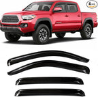 2005-2023 Tape-On Rain Guards for Toyota Tacoma Double Cab Side Window Visor Deflectors Extra Thick Vent Shades 2022 2021 2020 2019 2018 2017 2016 2015
