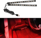 Car LED Strip Light, 12V 24 LED Vehicle Interior Atmosphere Lamps with USB Port, Auto Under Dash Ambient Night Light, Universal Car Accessories (Red, USB)