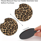 Leopard Pattern Steering Wheel Cover - Cheetah Pattern Steering Wheel Cover Anti-Slip Breathable 15 Inch Universal 2 Pcs Car Interior Cup Holder Pad for Men Women