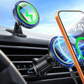 Magnetic Wireless Car Charger Mount, 15W Fast Charging Car Phone Holer for iPhone 17 16 15 14 13 12 Pro Max N52 Magnets,360°Rotation Dashboard/Vent Phone Holder Compatible with Magnetic Case