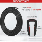 Rubber Edge Trim U Channel, 3/4" Self Adhesive Sheet Metal Edge Guard Protector, EPDM Seal Strip for Car Doors, Steel Plates, Glass, Hatches, Table Corners, Fit 3/4"(19mm), 10Ft, Black