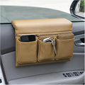 Car Window Armrest Storage Box, Soft Leather Vehicle Side Door Organizer Bag Elbow Rest Cushion with Multiple Pocket, Multifunctional Auto Window Armrest Storage Bag, Universal Fit (Beige)