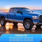 Tape on Rain Guards for Dodge Ram 1500 Quad Cab 2002-2006 2007 2008, Window Deflectors Window Visors for Fresh Air Circulation, Smoke Tinted, 4PCS