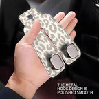 Car Seat Headrest Hook, Universal Leather Cute Hanger Holder Hook, Storage Organizer Interior Accessories for Purse Bags Handbag Luxury Grey Leopard