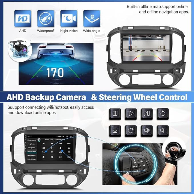 9 inch Car Radio Stereo for Chevy Colorado GMC Canyon 2015 2016 2017 | Car Stereo with Wireless Carplay Android Auto Bluetooth Touch Screen with WiFi FM GPS SWC Backup Camera