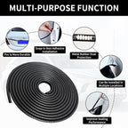 Car Door Edge Guards, 16Ft Rubber Seal Car Door Edge Trim, U Shape Door Edge Protector Guard, Aluminum Weather Proofing Automotive Door Edge Molding Protection for Most Car (Black, 16Ft)