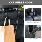 Headrest Hooks for Car, 2 Pack Back Seat Purse Hook Leather Hanger Holder Hook for Hanging Purses and Bags and Coats Black