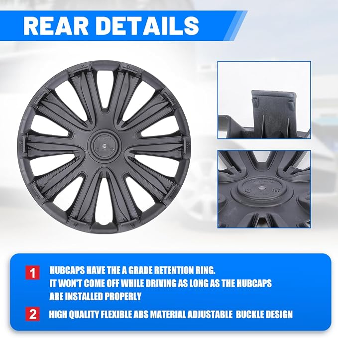 4-Pack 17 Inches Wheel Rim Cover Hubcaps,Redesign Fashion Style Replacement Hubcaps,Car Truck SUV Hub Accessories,Black&White&Lacquer