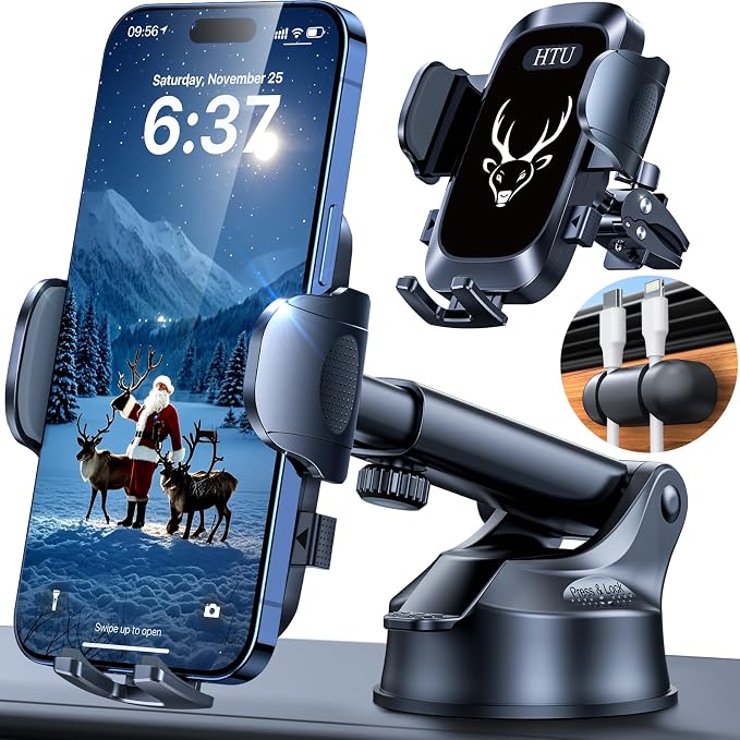 【Upgraded Strongest Suction & Pro Military-Grade】Ultimate Car Phone Mount【360°Rotatable Suction】Cell Phone Holder Truck Stand for Dashboard Windshield Vent for iPhone 17 Pro Max Samsung,Graphite Black