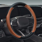 Leather Steering Wheel Cover for Chevy Silverado 1500 2500 3500, 14.5-15 inches Car Steering Wheel Cover with Non-Slip Breathable (Brown)