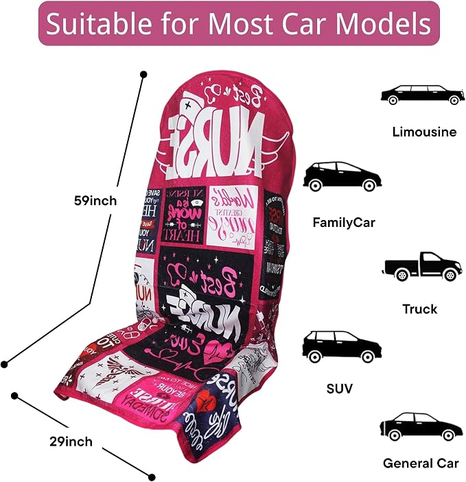 Waterproof Car Seat Cover for Front Seats, Protector for Cars SUVs Trucks, Sweat Towel Seat Covers Bucket for Gym,Workout,Beach,Hiking,Running (Nurse Gift, 1PC)