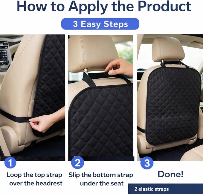 2 Pack Car Back Seat Cover and Organizer Protector from Dirt Scratches Mud Universal Fit All Automotive Model Vehicle Type Waterproof Durable Preventing the Impact of Children Step Kick 17"x25"