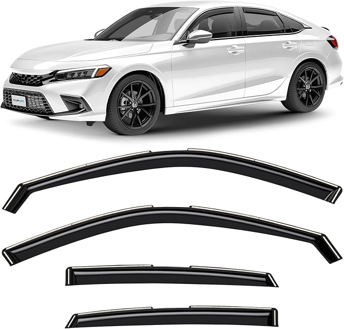 in-Channel Incredibly Durable Rain Guards for Honda Civic 2022-2026 Sedan, Original Window Deflectors, Vent Window Visors, Vent Deflector, 4 pcs. - 622445