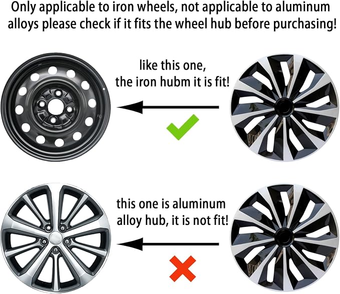 Hubcap Wheel Covers Hub Caps 14 Inch Set of 4 Black & Silver Universal Wheel Rim Cover R14 Stylish Car Decor Wheel Covers for Toyota Camry Nissan Mazda (black-01, 14 inch)