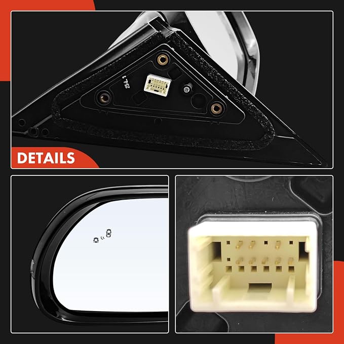Driver Side Power Door Mirror - Compatible with Kia Soul 2020-2025 - Heated Manual Folding Black Outside Rear View Mirror with Turn Signal Light Blind Spot Detection